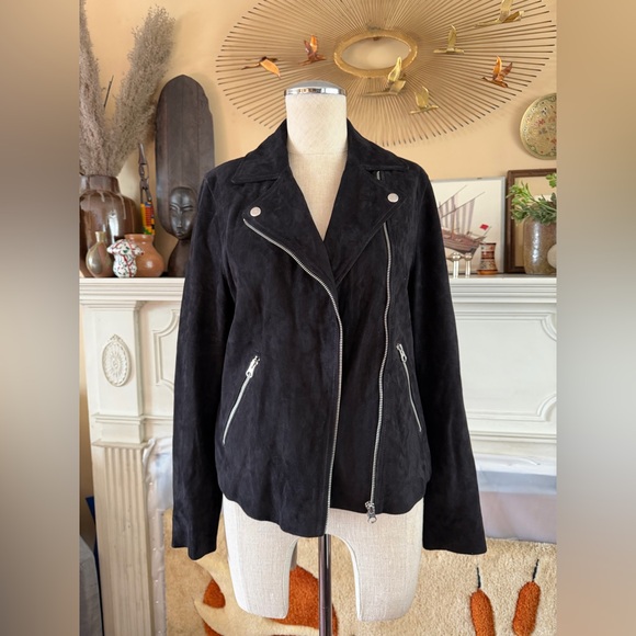 Quince 100% Suede Biker Jacket in charcoal size M - Picture 5 of 16